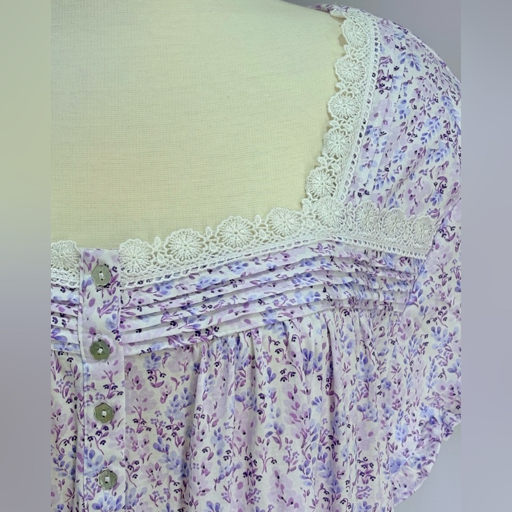 Eileen West Lavender Floral Waltz Cap Sleeve Vintage Inspired Nightgown 3XL NWT - Picture 2 of 9